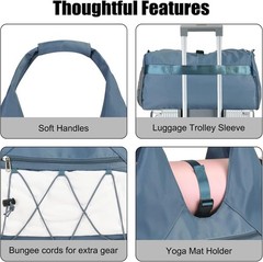 Gym Bag For Women With Yoga Mat Holder & Shoe Compartment & Wet Dry Storage P…