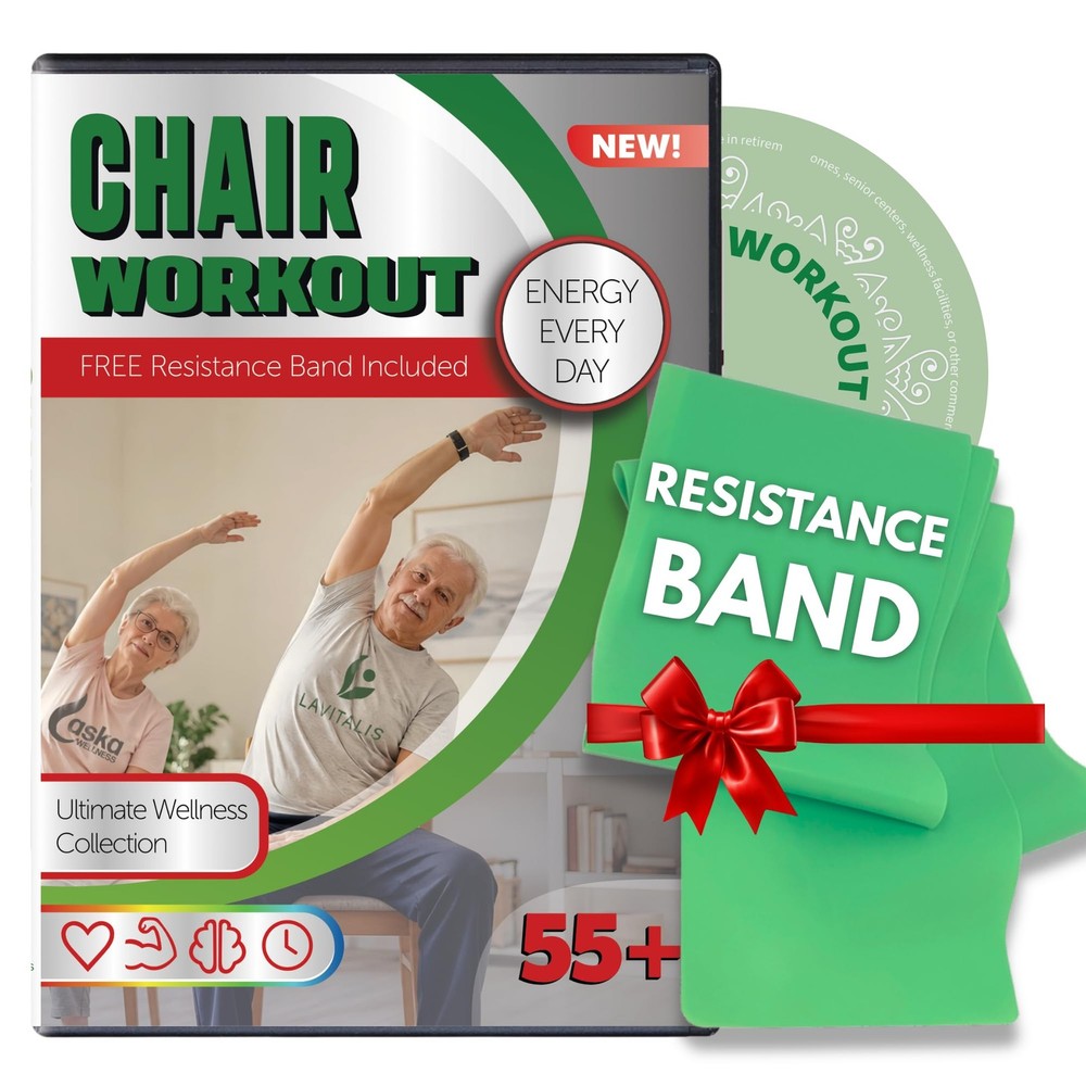 Chair Workout DVD for Seniors 55+ with Resistance Band Included – Easy Low…