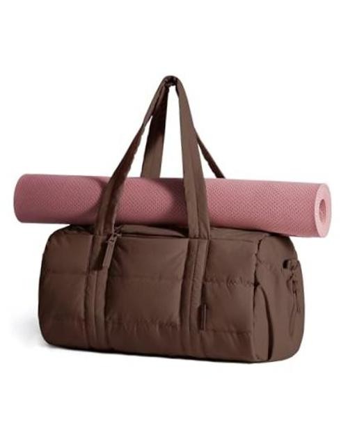 Reiki Gym Bag for Women Puffy Yoga Mat Travel Large 24L 24L-Mocha Brown