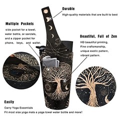 Yoga Mat Bag – Long Tote with Pockets – Holds More Yoga 37″x15.5″ Tree of Life