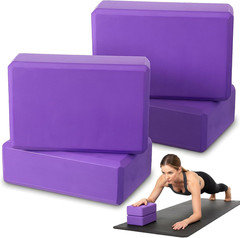 4 Pcs Yoga Blocks 9 X 6 X 3.15 Inch Eva Foam Lightweight Non Slip Yoga Props for