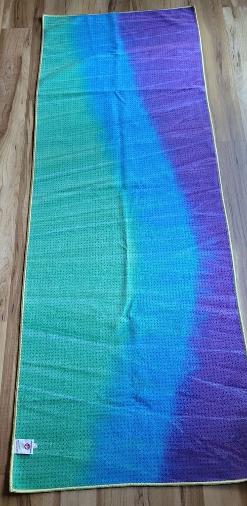 YOGITOES MANDUKA RETIRED COLORS TIE DYE YOGA MAT TOWEL BLUE PURPLE GREEN