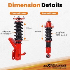 Coilovers for Honda Civic 2001-2005 DX/EX/GX/HX/LX/Si, Height Adjustable