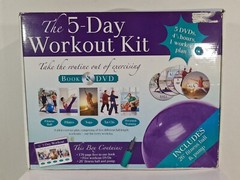 THE 5 DAY WORKOUT KIT-BOOK 5 DVDs FITNESS BALL-YOGA PILATES & EXERCISE PLAN NIOB