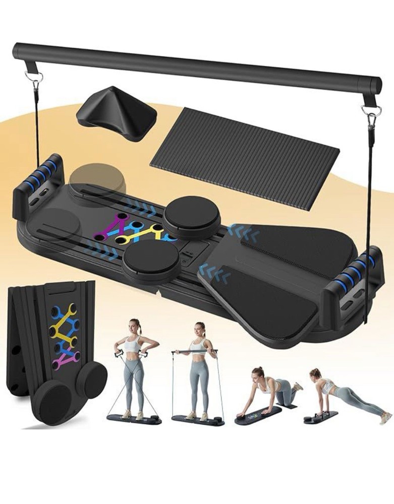 Pilates Reformer Board 7-in-1 Portable Foldable Home Workout Pilates Machine