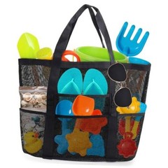 Mesh Beach Bag – Large Beach Tote with Zipper Pocket for Family Pool Bag for