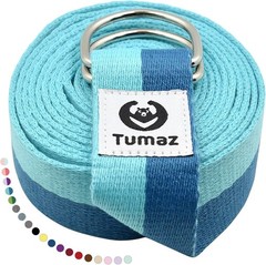 Yoga Strap 8 Feet Blue Match Extra Safe Adjustable D Ring Buckle for Stretching