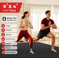 Extra Large Yoga Mat – 72″x48″ or 78″x57″, 1/4″–1/2″ Thick Mat for Women & Me…