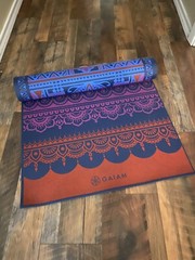 Yoga Gaiam Reversible Moroccan Garden Mat – Black Bag – Yoga DVD and Book Bundle