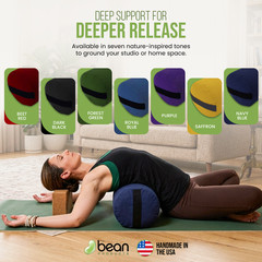 Yoga Bolster w/Natural Cotton – Many Color Choices – 2 Shapes – Carry Strap