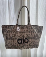 Al0 Yoga Large Tote Bag Tie Dye Marble Grey White Gym Yoga Work Play Shopper New