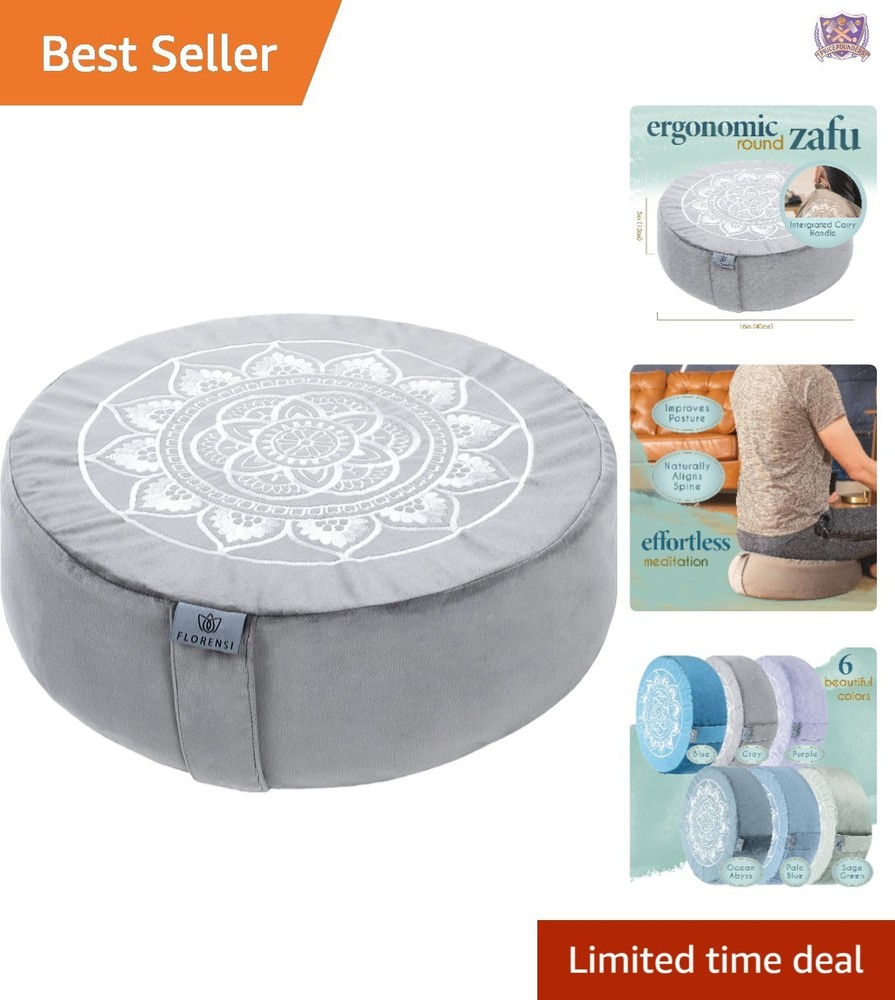 Meditation Cushion Velvet Floor Pillow Large Support Yoga Bolster for Adults