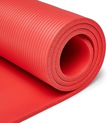 New Amazon Basics 1/2-Inch Extra Thick Exercise Yoga Mat W/ Carrying Strap (Red)