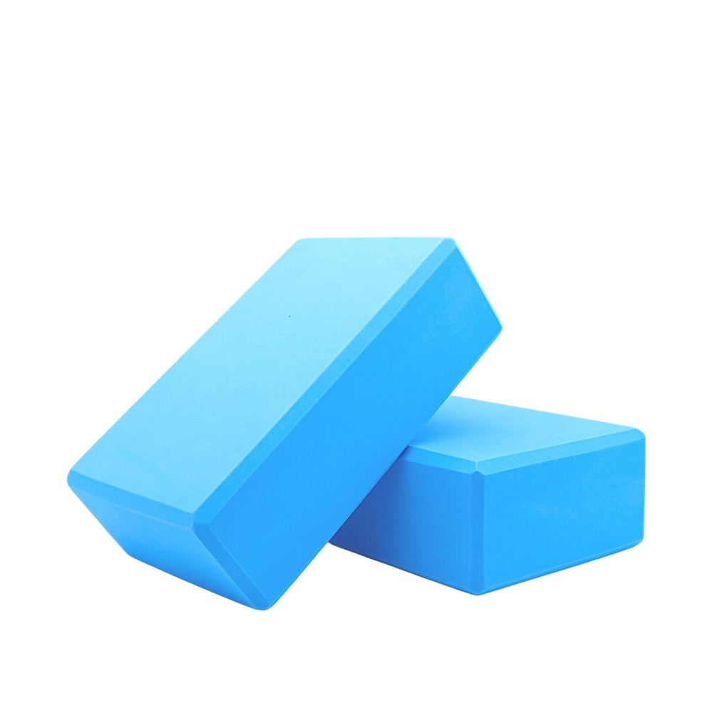 Yoga Blocks 2 Pack, Soft Non-Slip Foam with Beveled Edges Blue