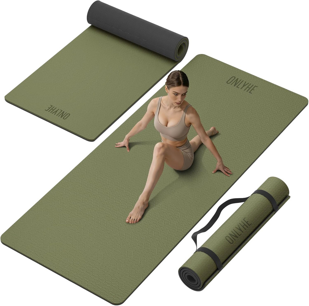 Thick Non-Slip Yoga Mat 10mm – Extra Large 72″x35″ for Home Workouts