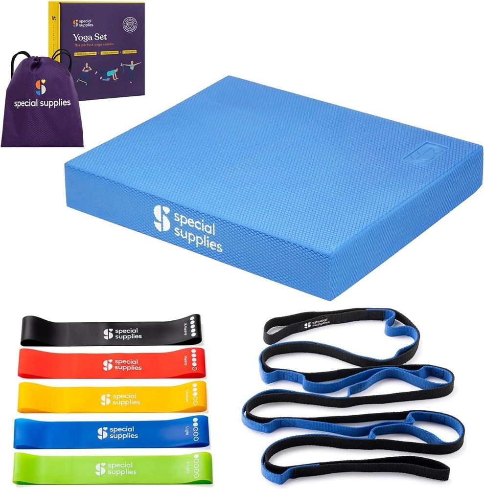 SPECIAL SUPPLIES Balance Board & Yoga Strap Set w/ Exercise Bands