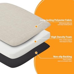 Chair Cushions for Dining Chairs, 2″ Thick Seat 4 Count(Pack of 1) Beige