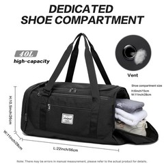 Laripwit Travel Duffle Bag for men 40L Medium Sports Gym Bag with Wet Pocket …