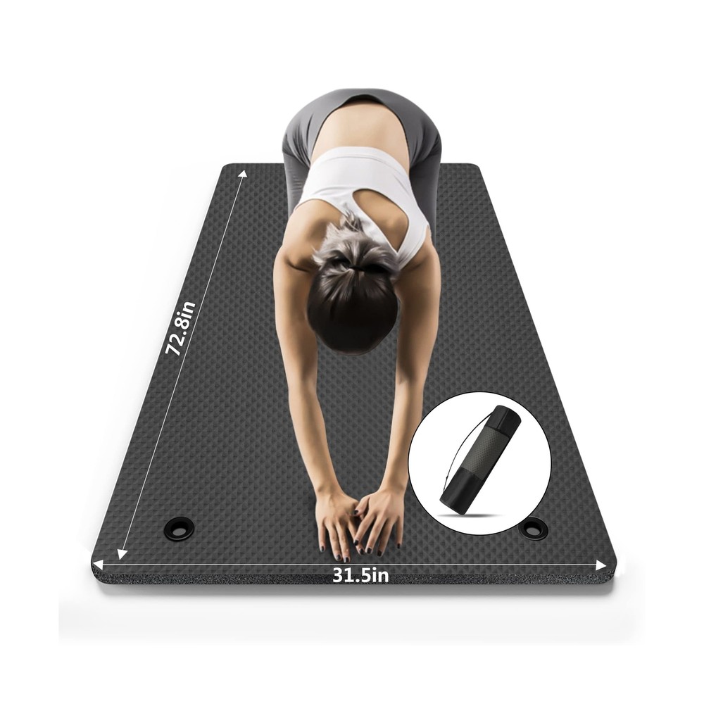 LFS Yoga Mat 31.5 inch 10mm Hangable Extra Wide and Extra Thick Non Slip Exer…