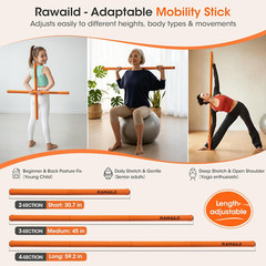 Yoga Stick, Upgraded 5Ft Sturdy Steel Mobility Stick, Adjustable Exercise Equipm