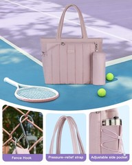 Quilted Tennis Tote Bag for Women Gym Duffle Bag with Shoe Compartment & Wet …