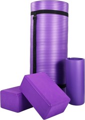 71×24 Inches Yoga Mat W/ Knee Pad & Optional Blocks – Extra 1-Inch Thick