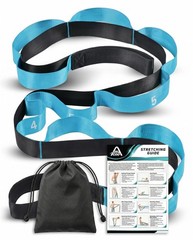Blue Stretching Strap with Loops 86 inches Length Physical Therapy Yoga
