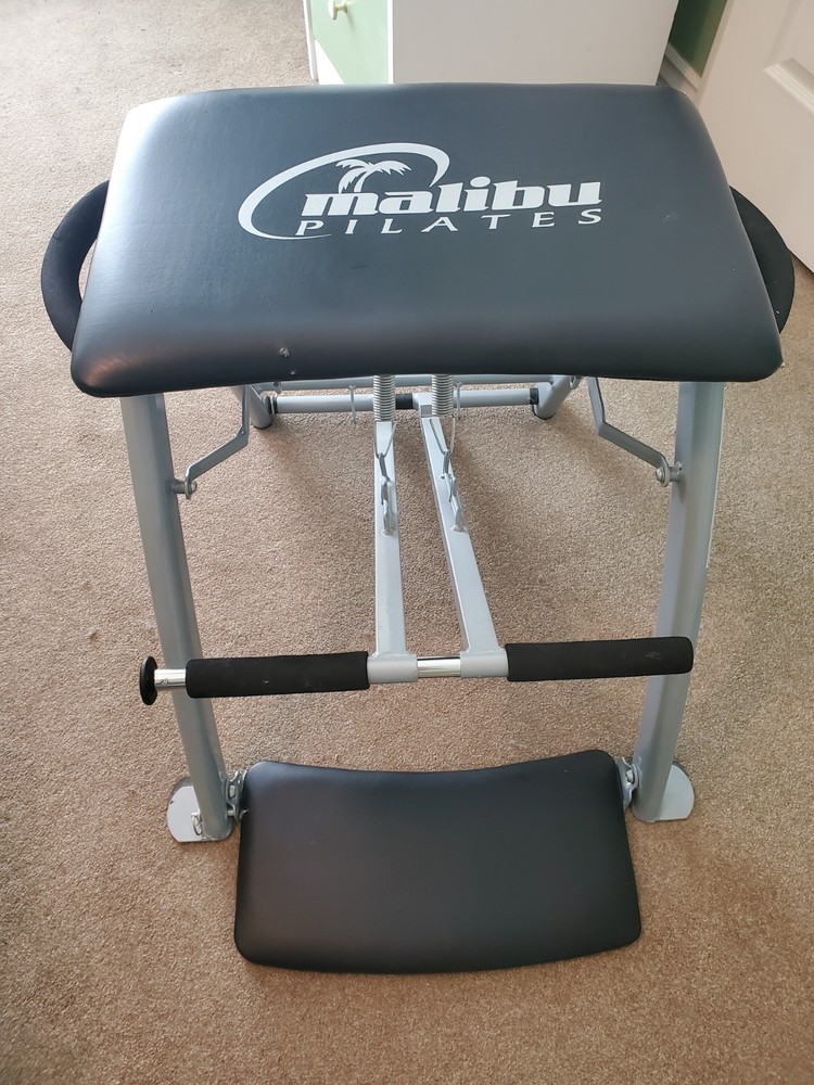 Malibu Pilates Folding Abs &Full Body Workout Fitness Bench Tested+3 Workout CDs