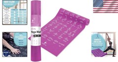 Moisture-Wicking Yoga Mat with Printed Poses – Fitness Essential for Home & Gym