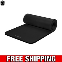 Solana 1-Inch Thick Black Yoga Mat with Nylon Strap – Non-Slip & Comfortable