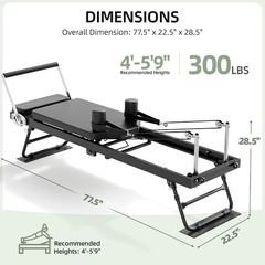 Pilates Reformer, Foldable Reformer Pilates Machine with Dual Resistance