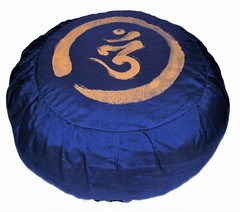 Meditation Cushion Zafu Pillow Buckwheat Fill “Calligraphy Om in Zen Circle “