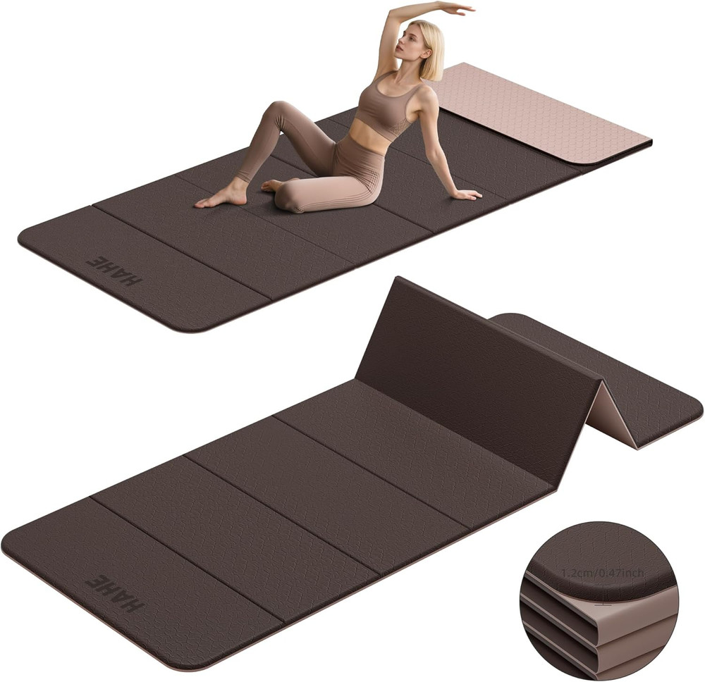 Extra Thick 7-Fold Yoga Mat 72″x24″, Non-Slip TPE, Portable for Home Gym