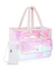 Waterproof Beach Bag for Women with Phone Pouch, Large Tote Bag Liaght Pink-02