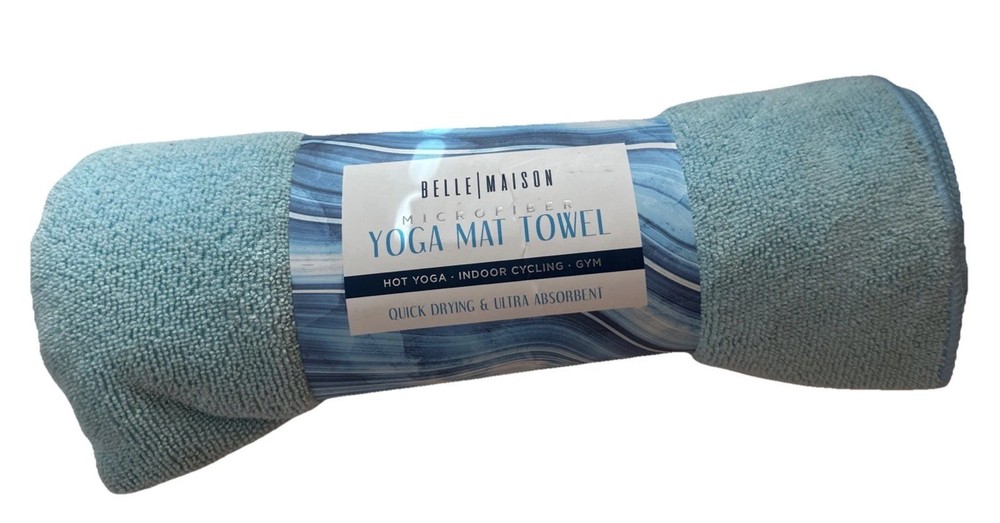 Microfiber Yoga Mat Towel Cycling Gym Workout NEW Light Blue Belle Madison
