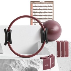 Pilates Ring Set, 15-Inch Pilates Circle with 1x Core Ball, 3X Resistant Loop…