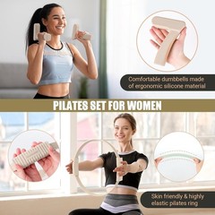 Kit esencial de pilates con aro y pelota de pilates, 2,2 lb * 2 mancuernas