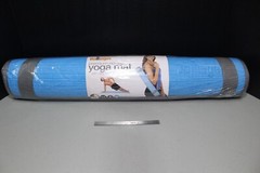Bollinger premium no-slip yoga mat with carry strap and piped edges Blue