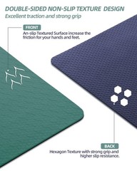 COOLMOON Yoga Mat Non Slip, Anti-Tear 1/4 Thick TPE Mats for HE-GREEN