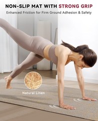 Extra Large Yoga Mat 84”x30”- 1/4” Thick Natural Linen, Non-Slip Tear-Resi…