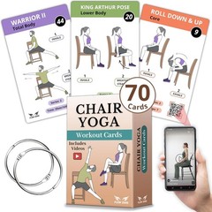 Chair Yoga for Seniors over 60 – 70 Exercise Cards with Videos & Workout Plan –