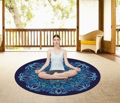 Pilates Mat Round Oversize Yoga Mat Suede Rubber Non-Slip Dia 140cm Exercise …