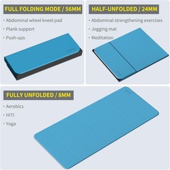 Foldable Extra Large Yoga Mat 74″×31.5″, 8mm Double-Sided Non Slip Lightweigh…