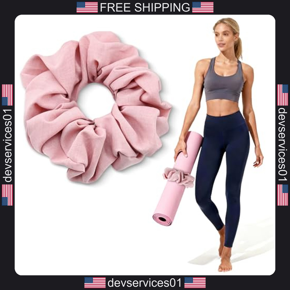 Yoga Mat Scrunchie Pink Nylon Securely Holds Rolled Mats