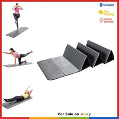 Folding Exercise Mat Gray Non-Slip Cushioned Pilates Yoga Floor Workout