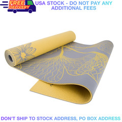 5mm Yoga Mat Reversible Non Slip Exercise Fitness Pilates Stretching Strap Grey