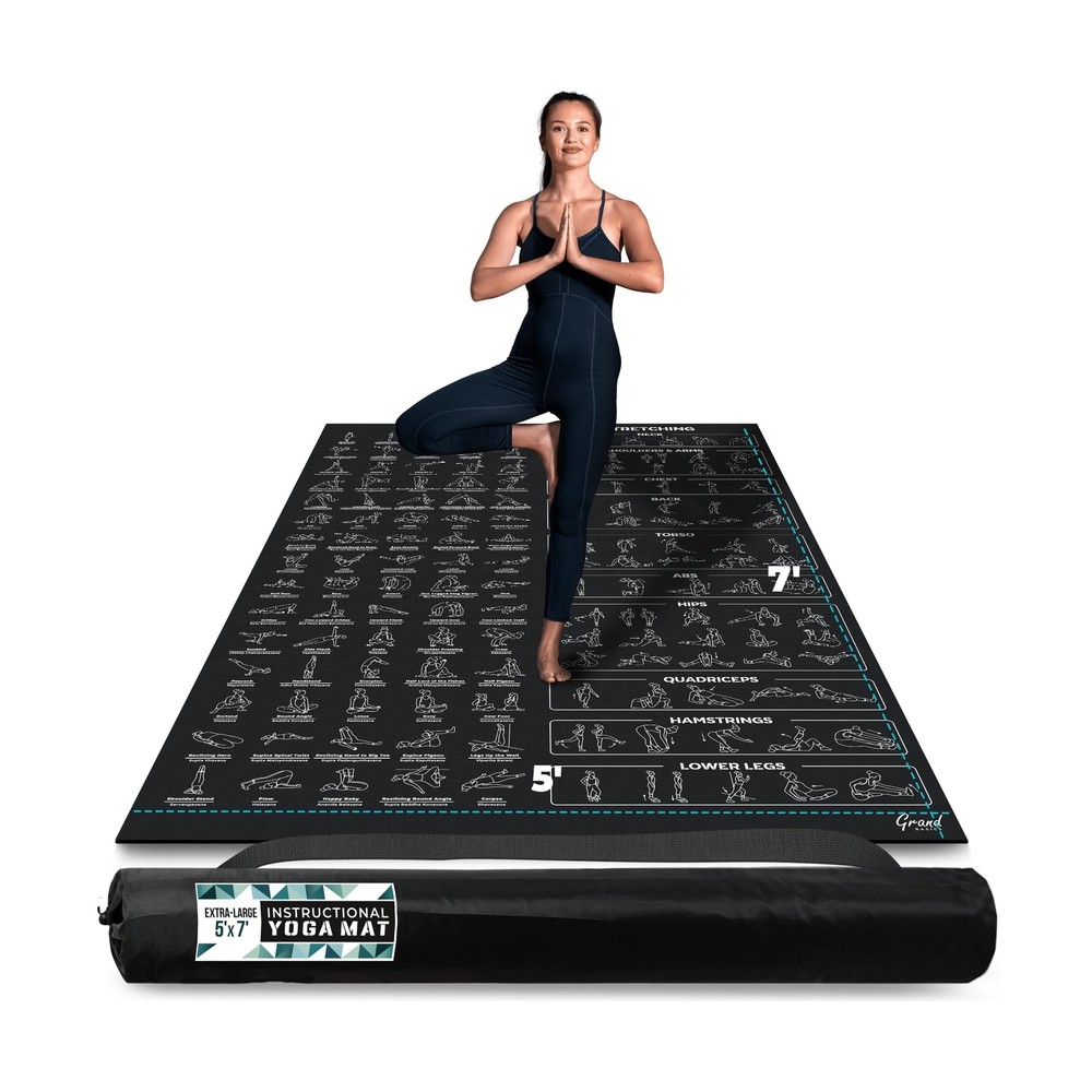 Extra-Large Instructional Yoga Mat with Poses Printed On It – 3X Bigger & 2X …