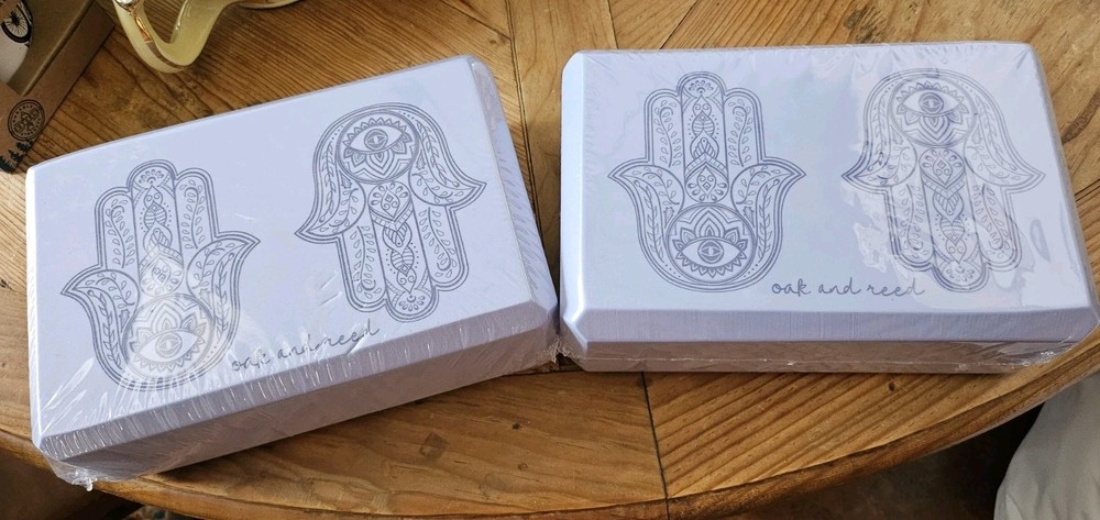 Set of 2 New Sealed OAK AND REED Lilac Foam Hamsa Printed Yoga Blocks