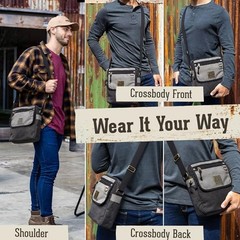 Crossbody Messenger Bag for Men and Women – Canvas Shoulder Bags Black/Grey