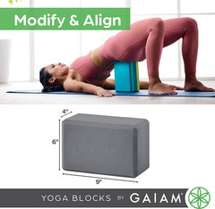 Gaiam Yoga Block – Supportive Latex-Free Eva Foam – Soft Non-Slip Surface with B